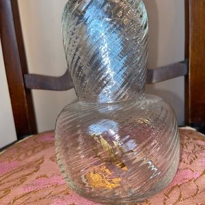Vintage bedside swirl glass decanter with cup